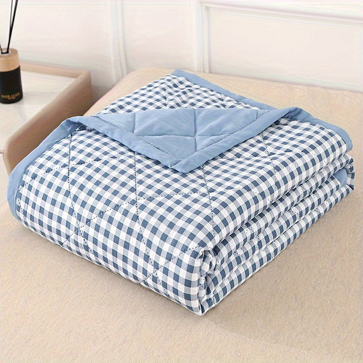 Elegant Preppy Plaid Summer Blanket for Cool Nights | Bowlift