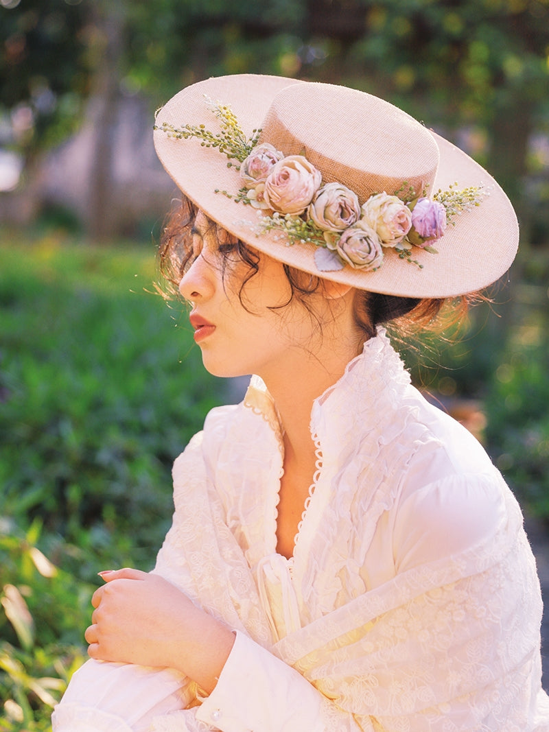 BowLift | Handmade French Hat, Retro And Elegant Hollow Flower Forest Style Flat Hat