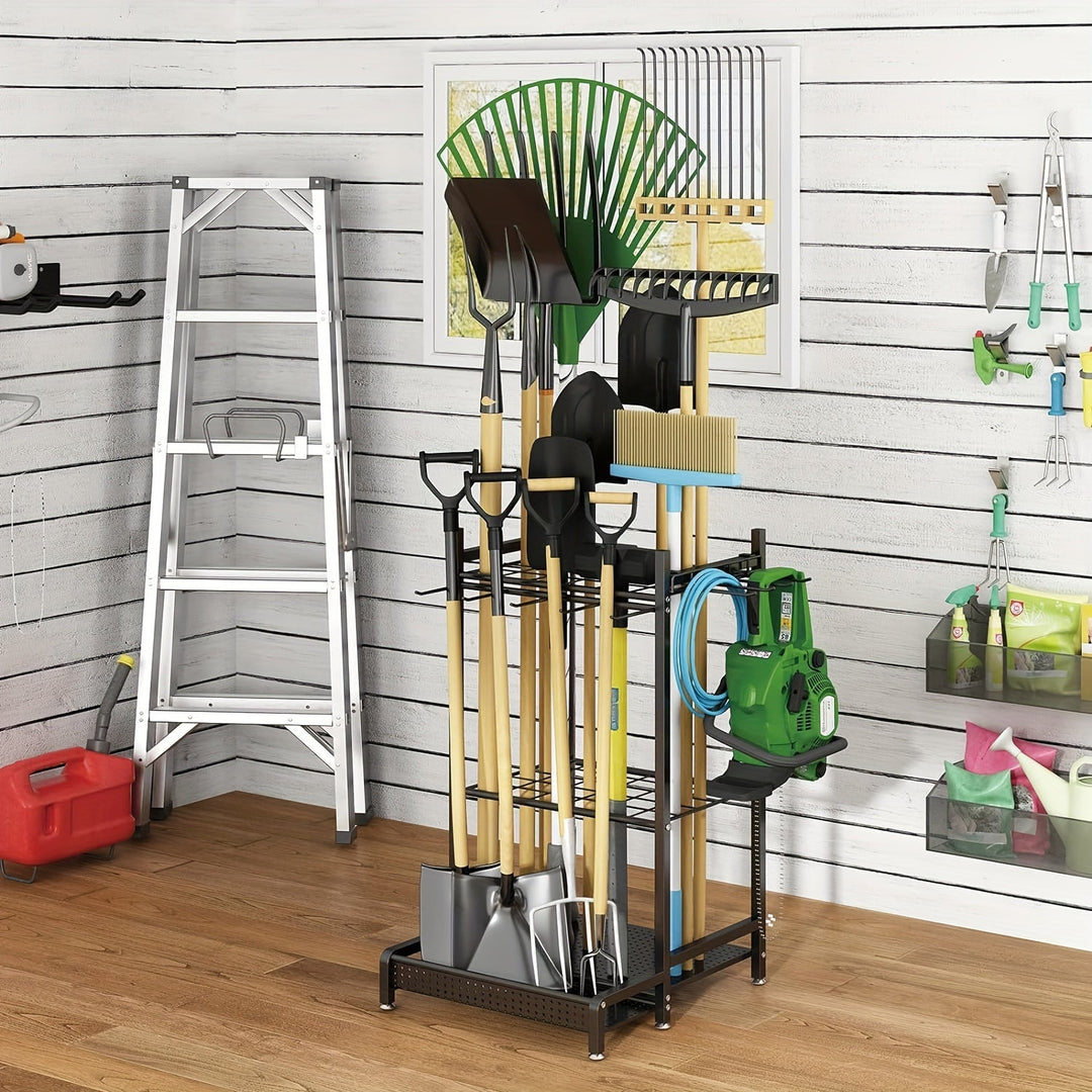 BowLift | Heavy-Duty Black Metal Garden Rack – Durable Outdoor Tool & Hose Storage Organiser