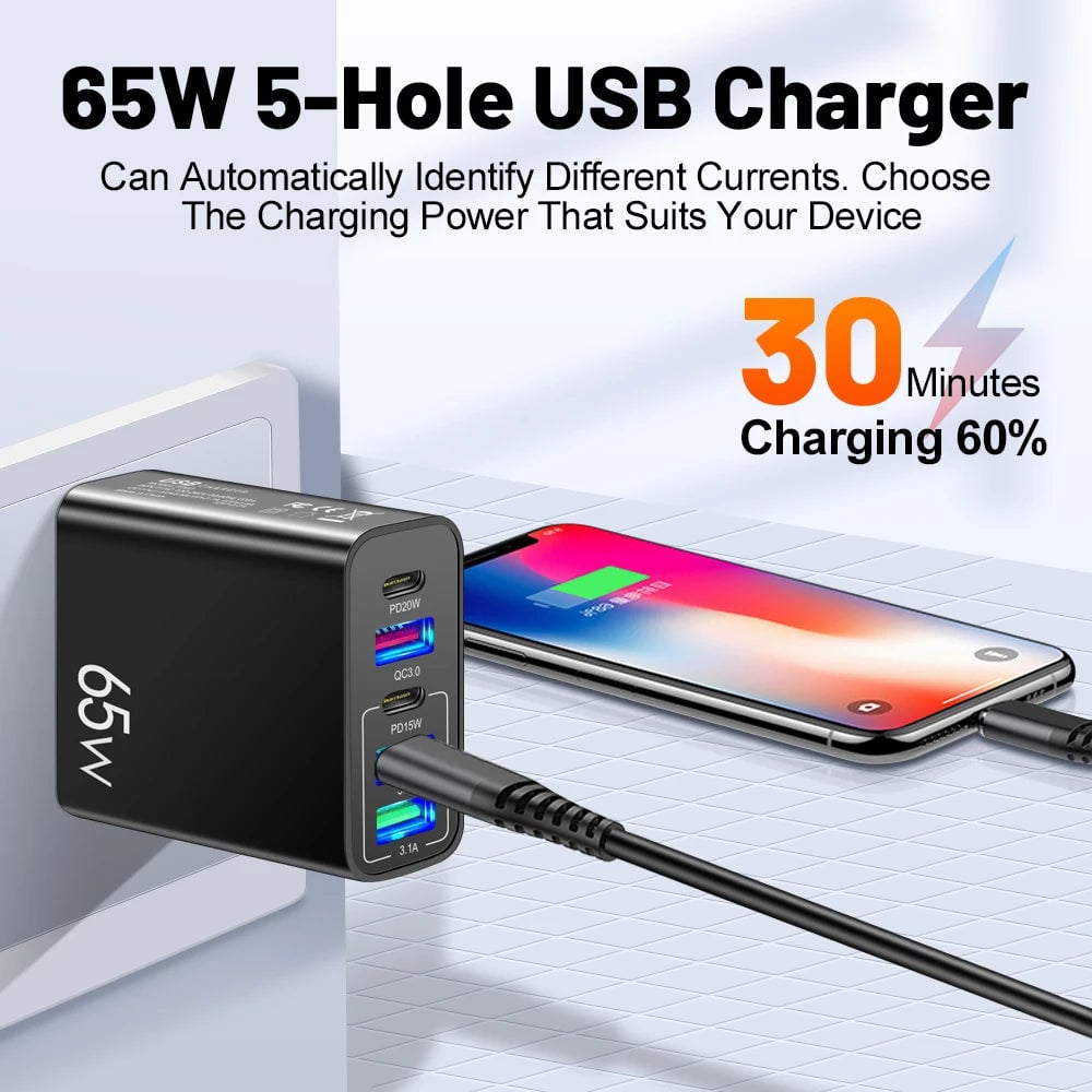 BowLift | Multi Port Adaptor 65W Fast Charger - US Standard