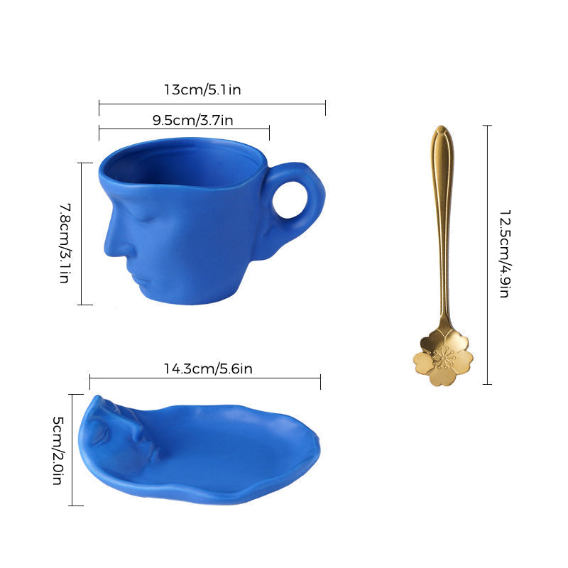 BowLift | Metal Touching Face Creative Ceramic Kiss Coffee Cup, Artistic Vibe Mug & Saucer Set