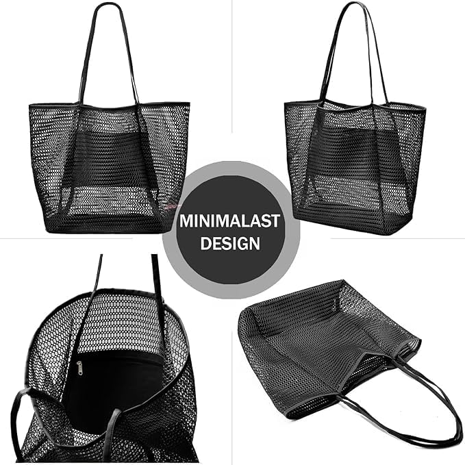 Foldable Mesh Beach Tote Bag with Inner Pocket | Bowlift