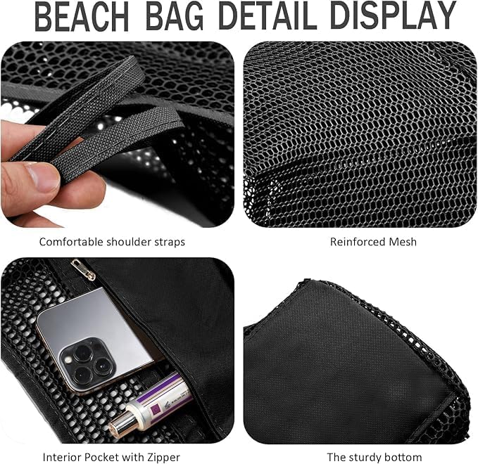 Foldable Mesh Beach Tote Bag with Inner Pocket | Bowlift