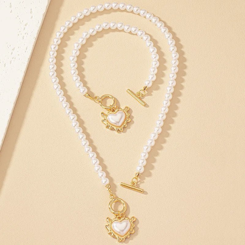BowLift | 2pc Beaded Heart Pendant Bracelet and Necklace Set
