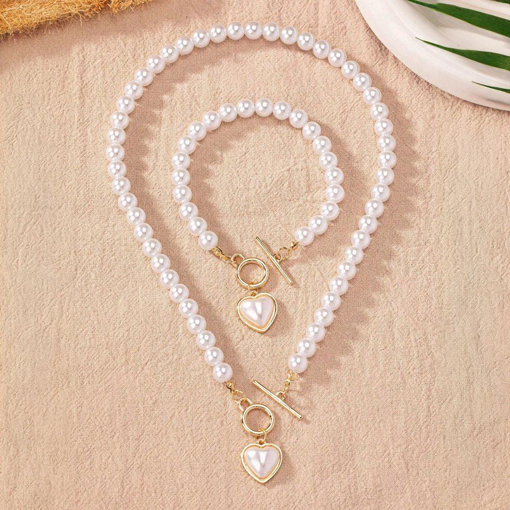 BowLift | 2pc Beaded Heart Pendant Bracelet and Necklace Set