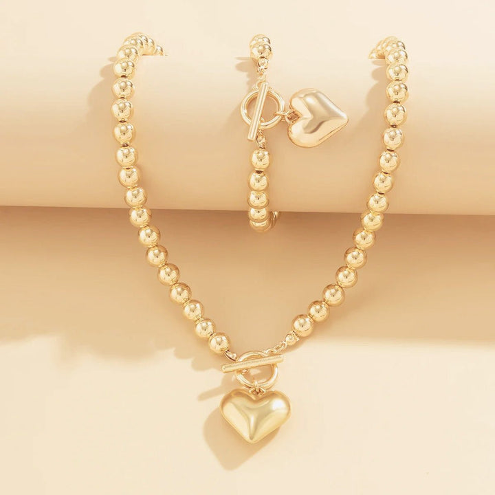 BowLift | 2pc Beaded Heart Pendant Bracelet and Necklace Set