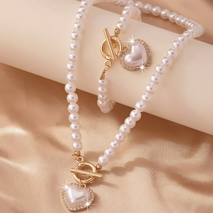 BowLift | 2pc Beaded Heart Pendant Bracelet and Necklace Set