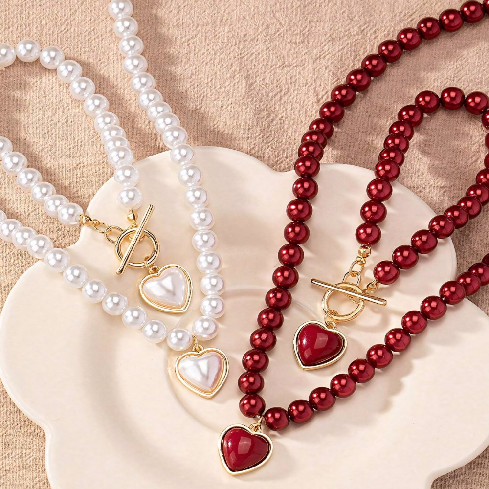 BowLift | 2pc Beaded Heart Pendant Bracelet and Necklace Set