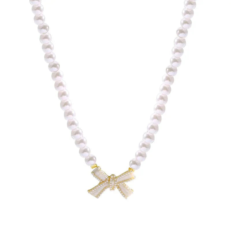 BowLift | Beaded Pearl Bow Necklace