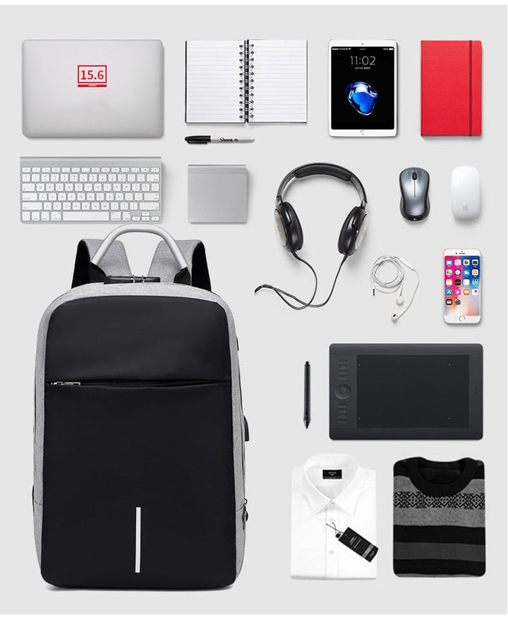 Water-Resistant Anti-Theft Laptop Backpack – Hidden Zipper Design with USB Charging | Bowlift