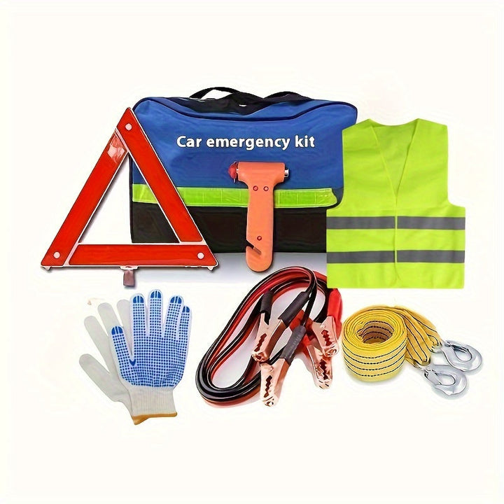 Car Emergency Kit – Complete Safety Set with Warning Triangle, Jump Cables and Safety Vest | Bowlift