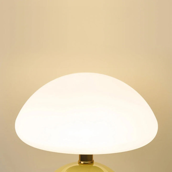 Modern bedside lamp with glass shade, designer LED table lamp for bedroom | Bowlift