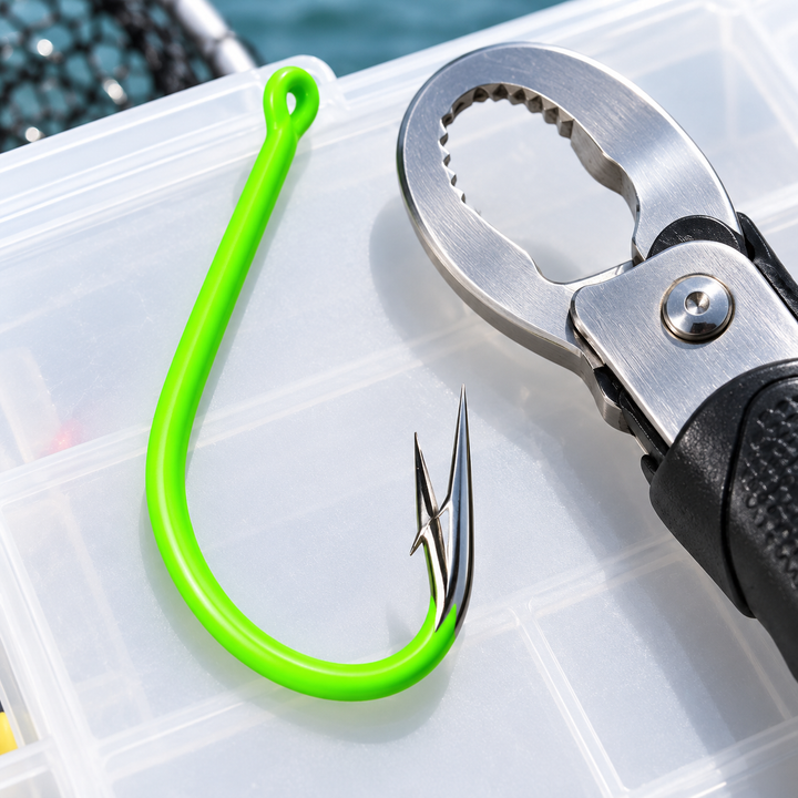 Coated Offset Double-Point Live Bait Fishing Hook Bowlift