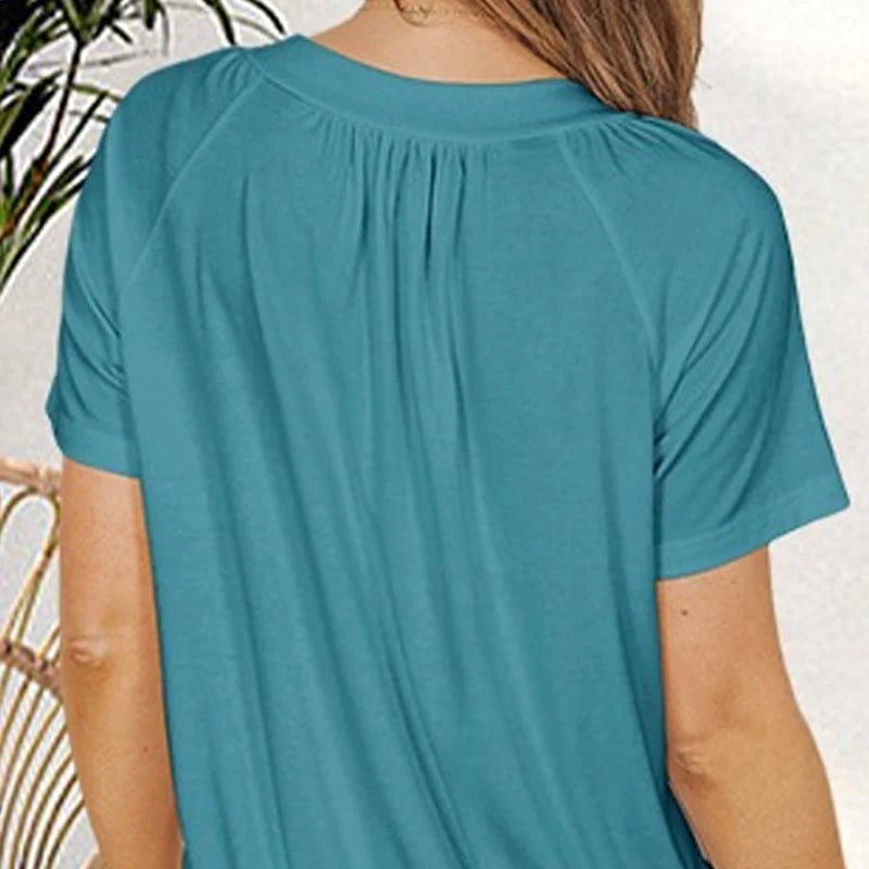 BowLift | Women's Casual Pleated V-Neck Short-Sleeve Top
