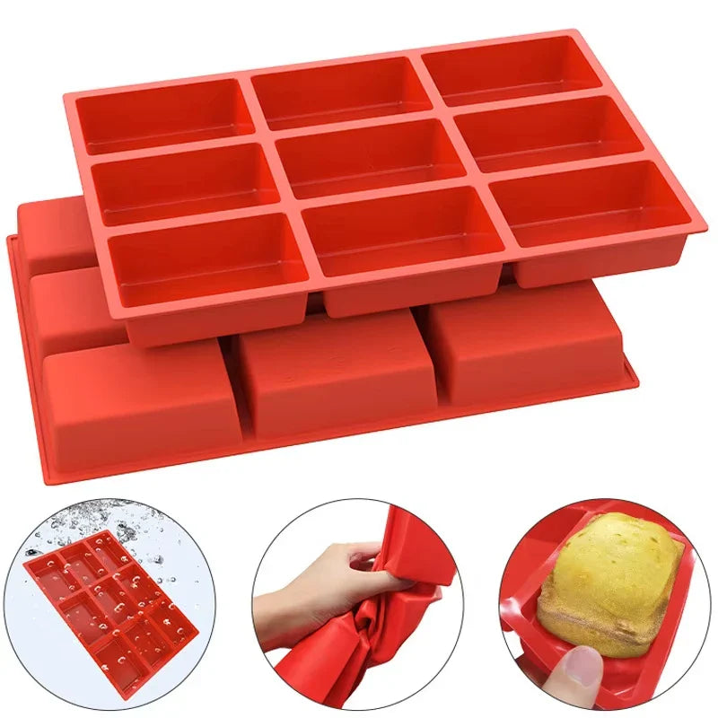 Big 9-Cavity Silicone Mini Loaf Pan Non-Stick Baking Mold | Bowlift
