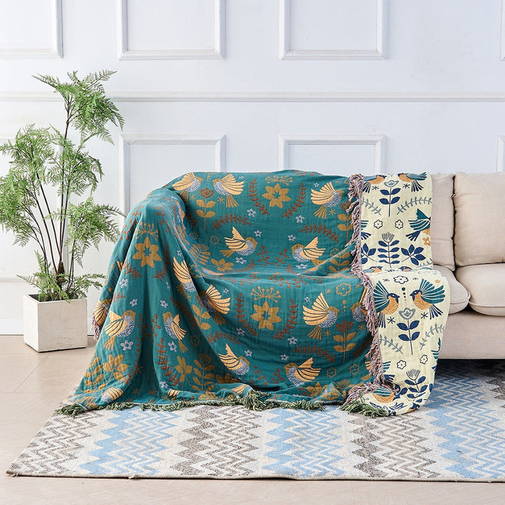 BowLift | Cotton Throw Blanket Nordic Bird Design