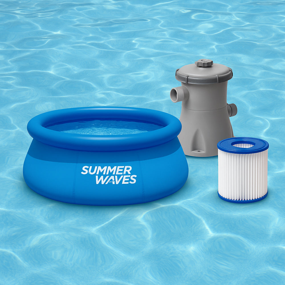 BowLift | WaterJoy Inflatable Pool – Ø244 cm Pool with Rim and Filter Pump (2,074 Liters)