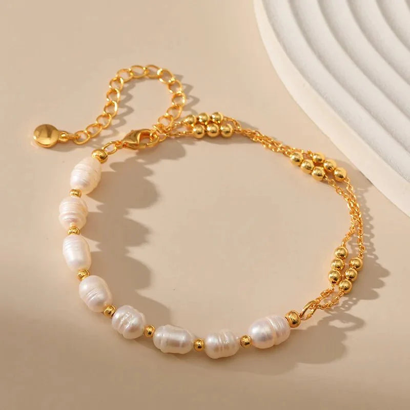 BowLift | Boho Gold Accented Pearl Bracelets