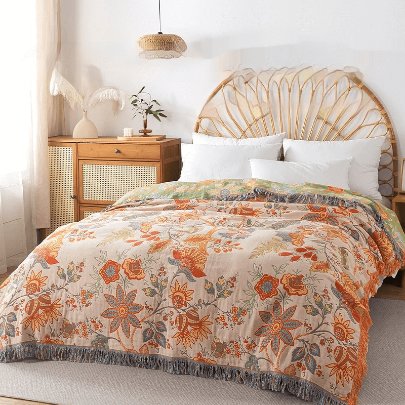 BowLift | BohoWeave – Cotton Reversible Blanket with Jacquard Boho Pattern