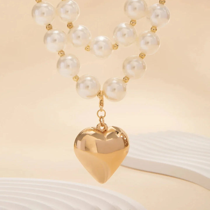 BowLift | Bold Statement Pearl Layered Heart Necklace