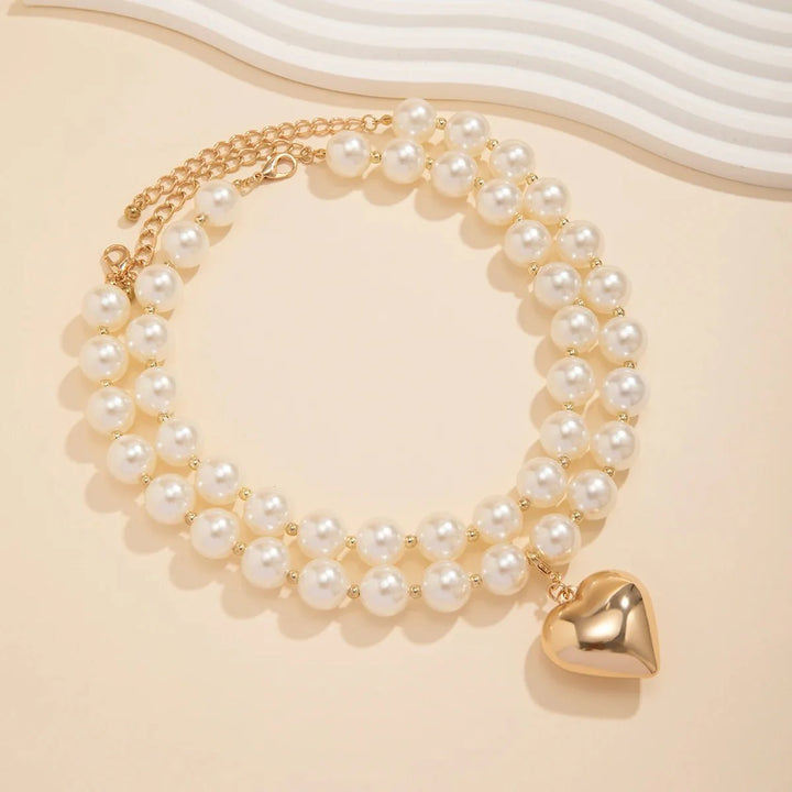 BowLift | Bold Statement Pearl Layered Heart Necklace