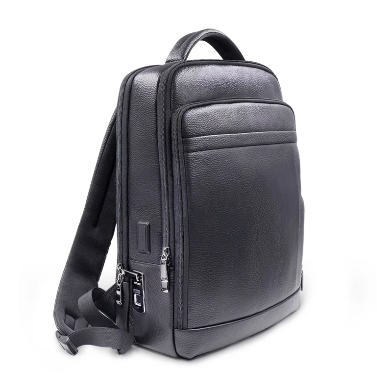 Premium Leather Backpack with Fingerprint Lock – Men’s Anti-Theft Backpack | Bowlift