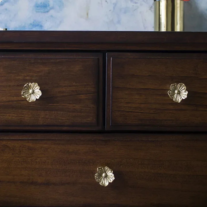 Brass Flower Cabinet Knob Single Hole Drawer Handle Furniture Pulls | Bowlift