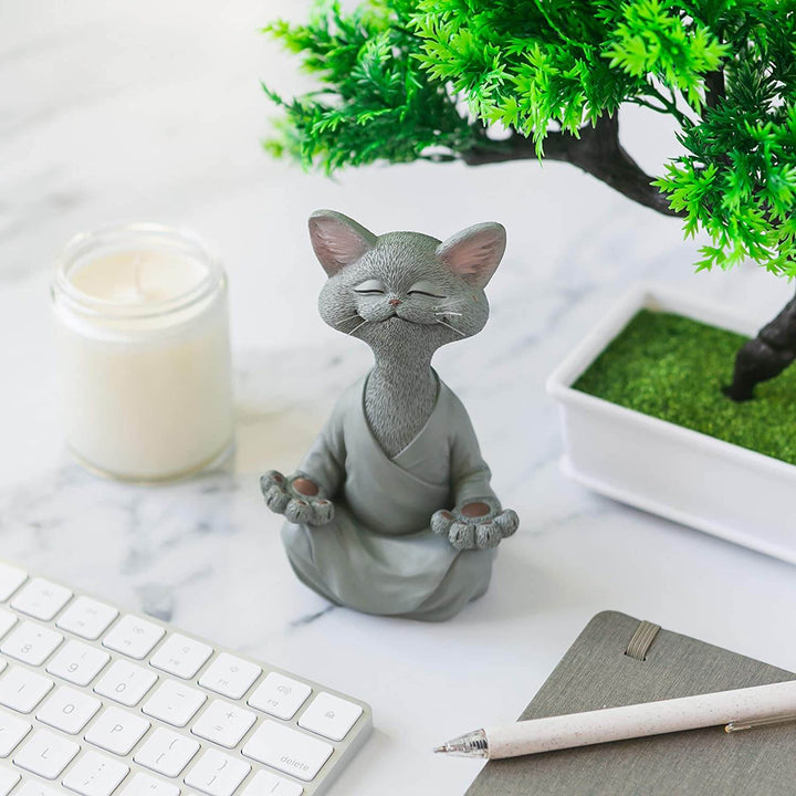 BowLift | Buddha cat with a meditative expression and spiritual message