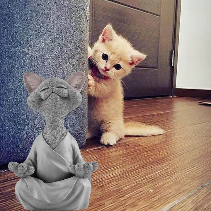 BowLift | Buddha cat with a meditative expression and spiritual message