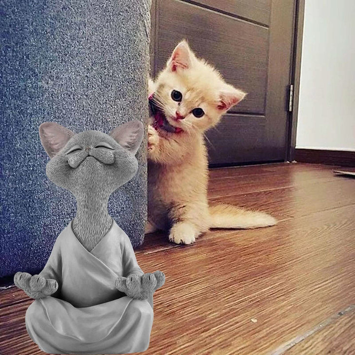 BowLift | Buddha Cat Figurine – Zen Garden Decoration