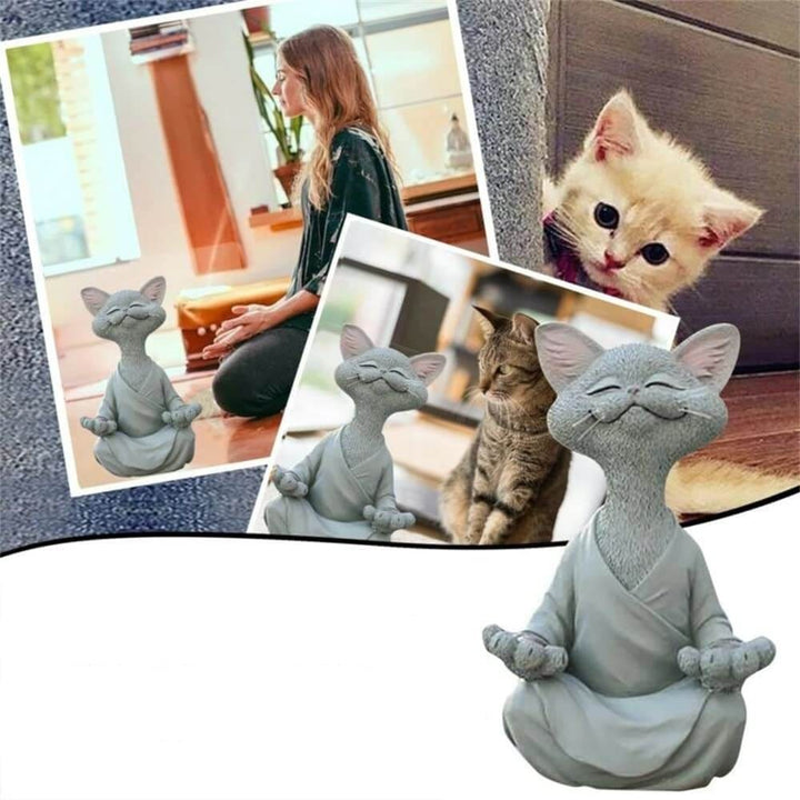 BowLift | Buddha cat with a meditative expression and spiritual message