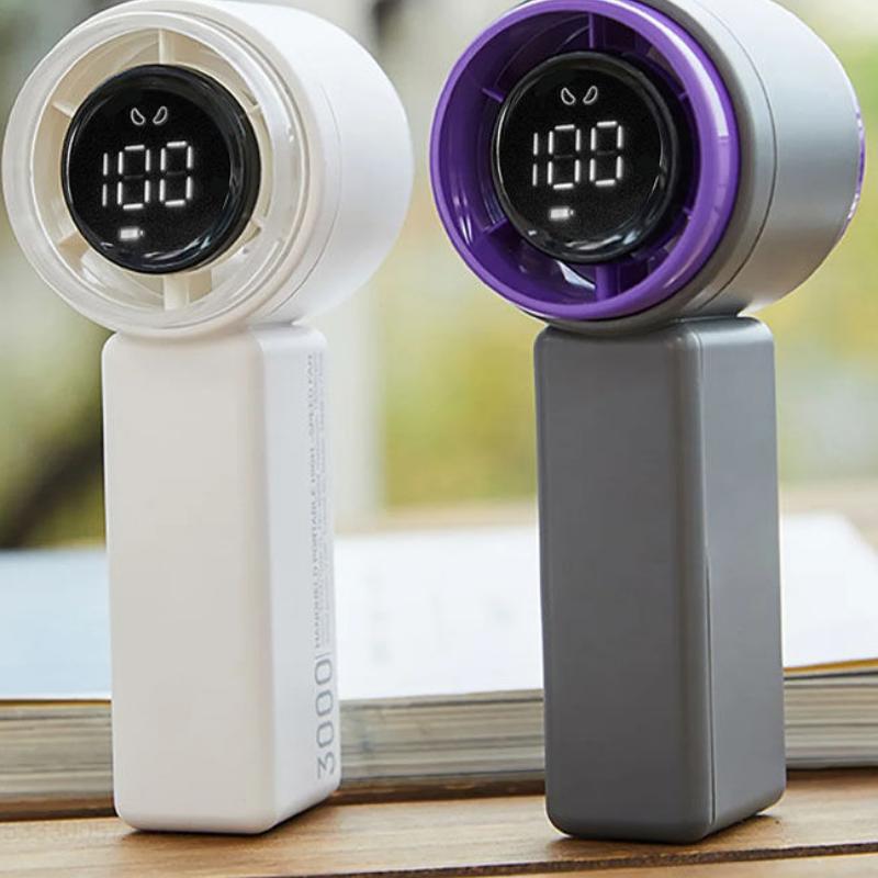 Compact High-Speed Handheld Fan with Digital Display - USB Rechargeable, 5 Speeds | Bowlift