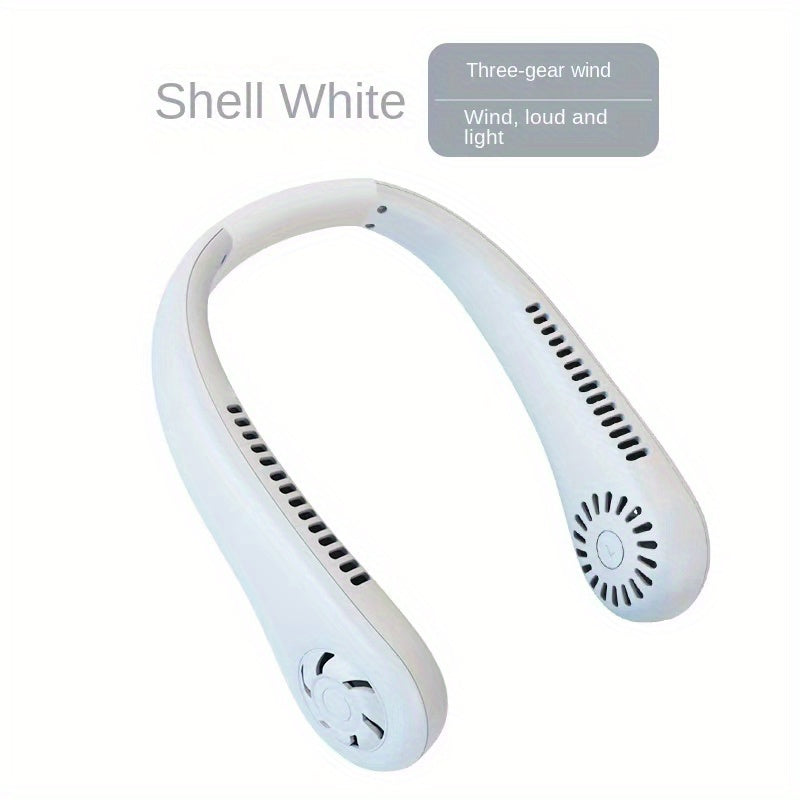 1pc Hands-Free Portable Neck Fan - Rechargeable, Leafless, and USB Powered - Perfect for Desk and Travel Use | Bowlift