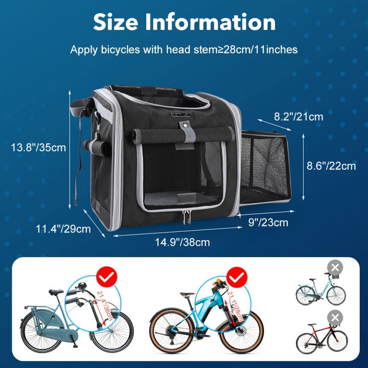 BowLift | Expandable Pet Bike Basket – Comfortable & Safe Bicycle Carrier for Small Dogs and Cats