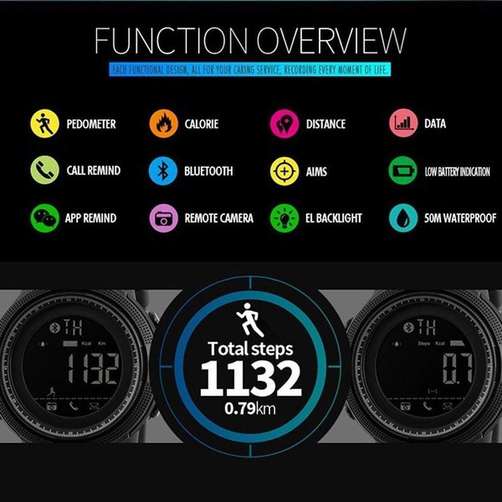 BowLift | Men Smart Chrono Calories Pedometer Multi-Functions Sports Watches