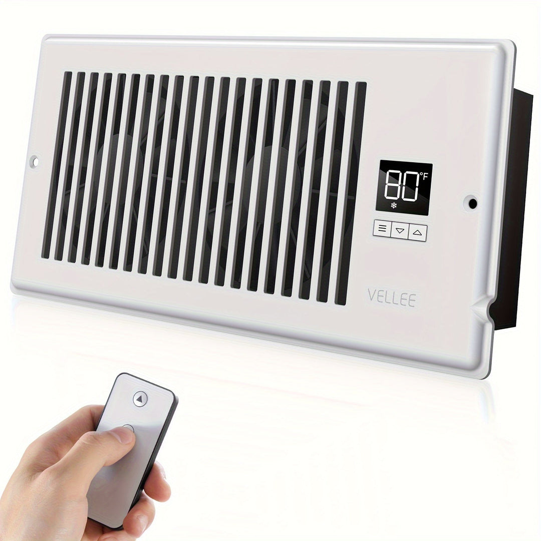 4" x 10" Smart Register Booster Fan – HVAC Building Supplies with Remote Control, Thermostat Control – Quiet Operation for Efficient Heating and Cooling | Bowlift