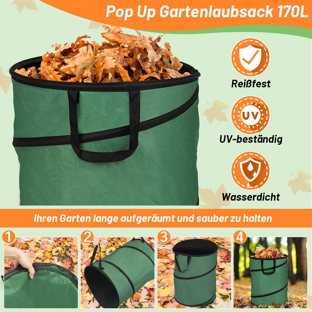 Gartensack Pop Up Garden Waste Bag 170L with Handles | Bowlift