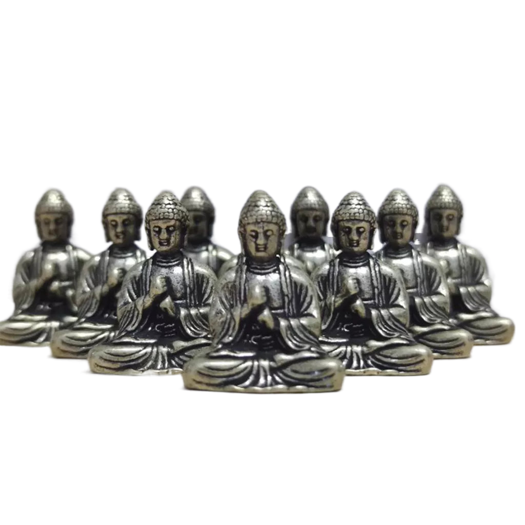 BowLift | 10 pieces mini brass sitting Buddha statue figure for travel Buddhism worship home office desk decoration