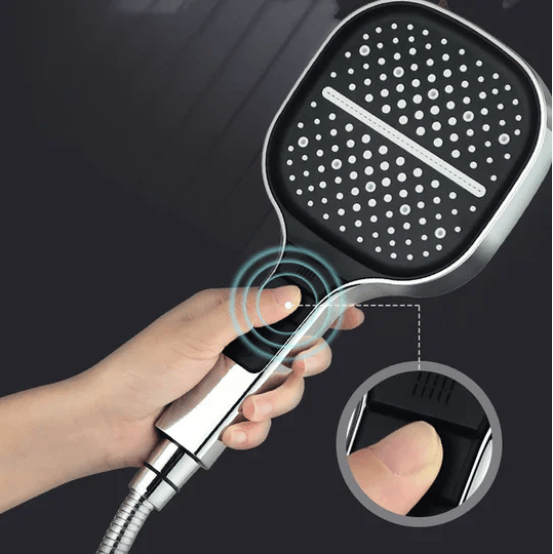 HydraLux 7-Settings Shower Head – Water-Saving & Anti-Scale – Square Chrome | Bowlift