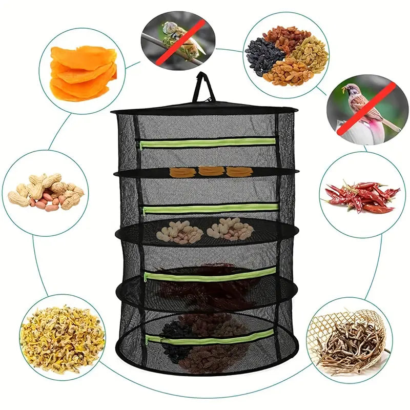 BowLift | Foldable drying basket for fruits, vegetables, and herbs – Multi-tier net storage for quick drying process