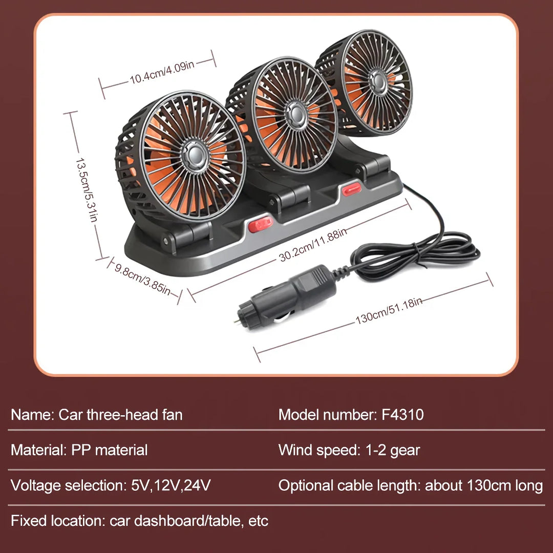 Adjustable 3-Head Electric Fan | Bowlift