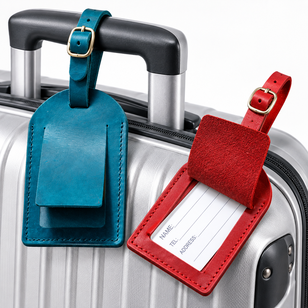 Leather Luggage Tag with Adjustable Buckle Bowlift