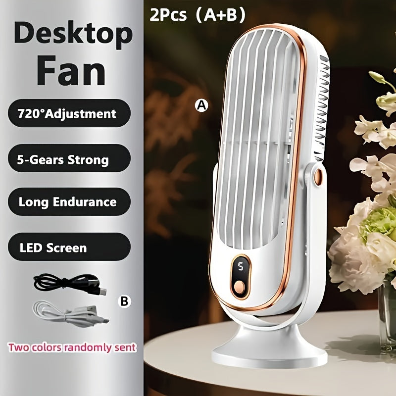 Portable Air Conditioner Fan - Large Battery, Dual Motor, 5-Speed Air Cooler with 720° Surround Air Blower - Ideal for Office, Camping, Outdoor RV, USB Fan - Great Gift for Thanksgiving, Halloween, Christmas | Bowlift