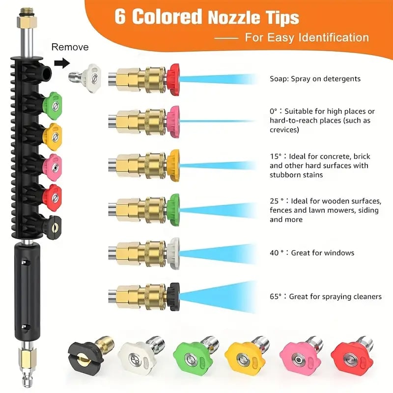BowLift | Telescoping High Pressure Washer Wand Set | 4000 PSI, 7 Nozzle Tips & Ideal for Gutter, Roof, and Hard-to-Reach Cleaning