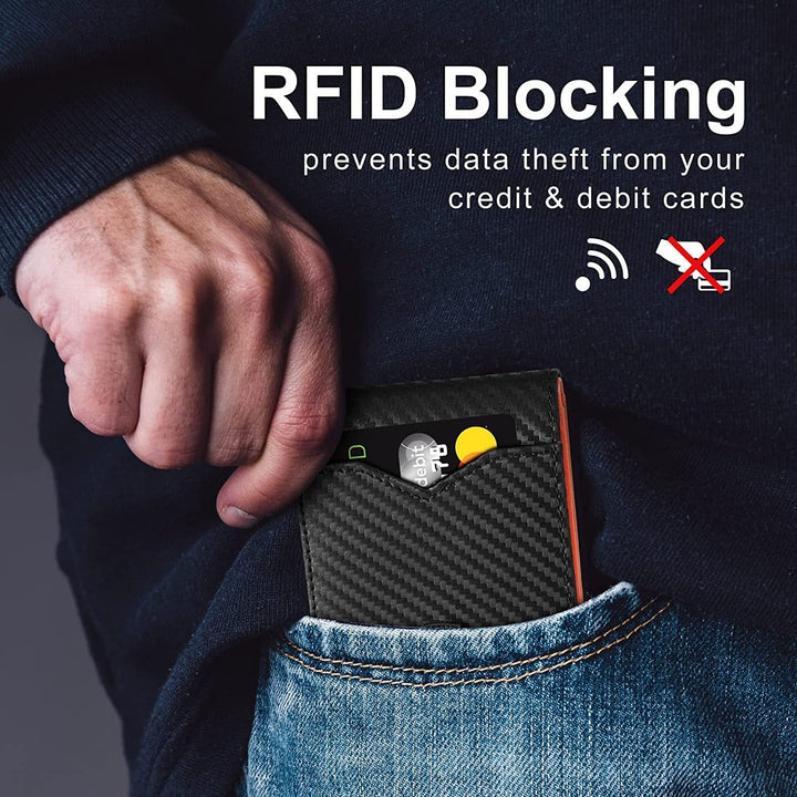 BowLift | Men’s Slim RFID Wallet | Leather Card Holder | Black