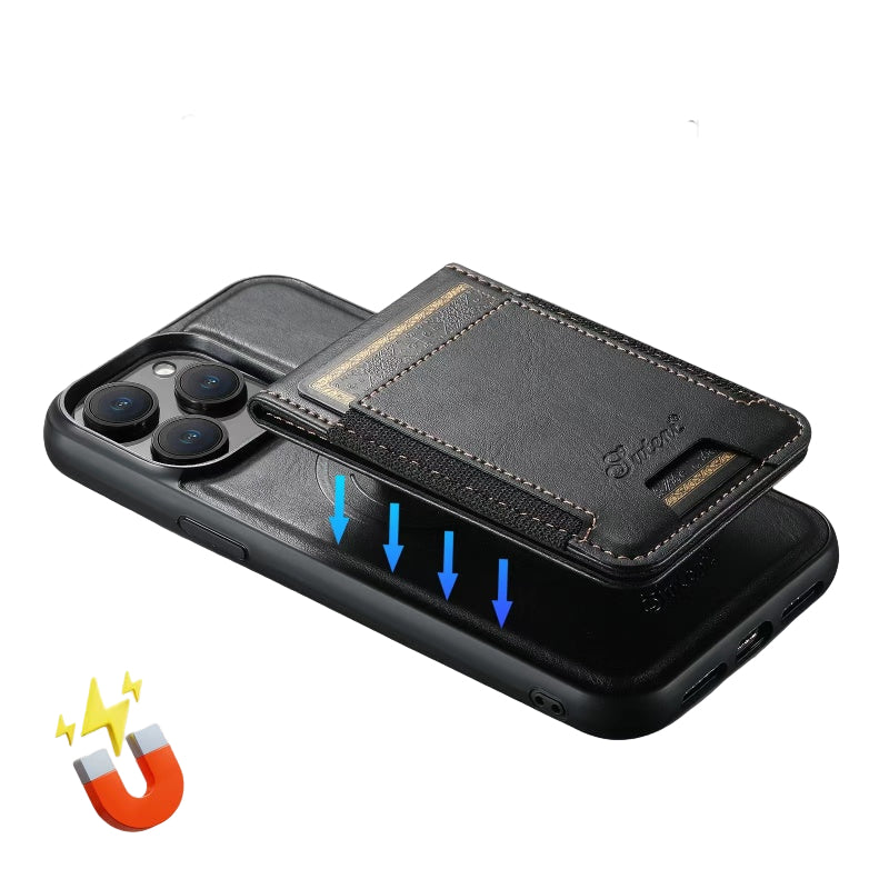 LuxCase Leather Phone Case with Card Slot and Stand – Suitable for iPhone | Bowlift
