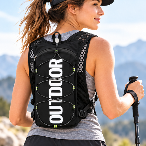 Hydration Running Backpack Vest with Breathable Mesh, Bungee Storage and Bladder Pocket Bowlift