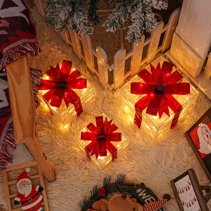 BowLift | GlowBox – LED Gift Boxes Set for Christmas Decoration (3 Pieces)