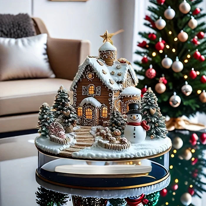 BowLift | GingerGlow - Festive ginger house in acrylic with a charming snowman