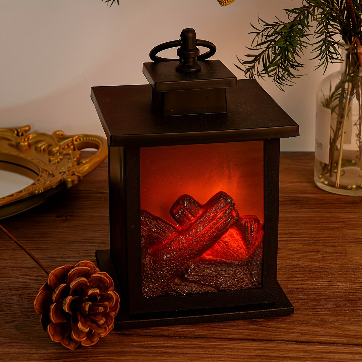 BowLift | Cozy rectangular fireplace lantern stove lamp - Realistic simulation flame lights